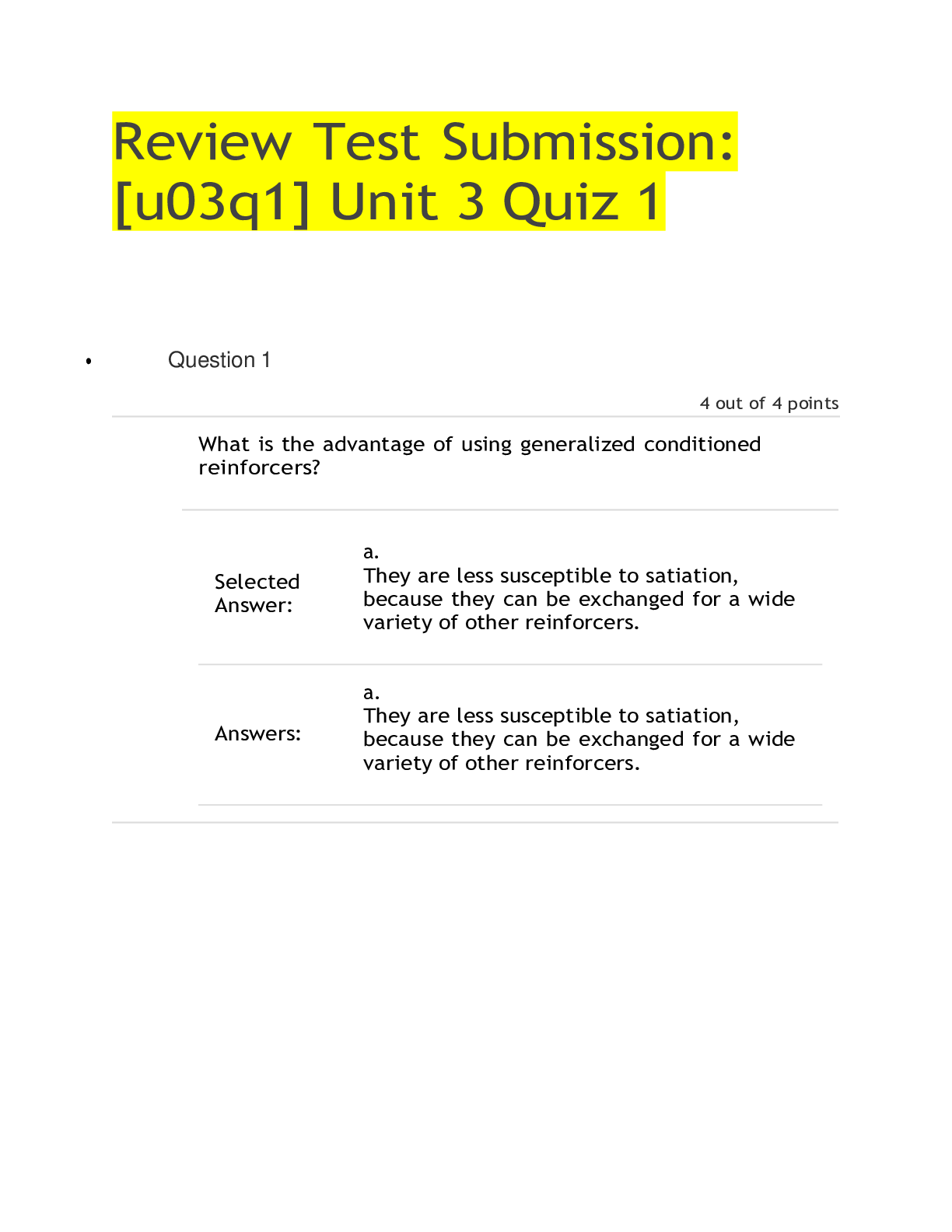 Preview of PSY 7701 Unit Quiz 3- Questions and Answers 2021